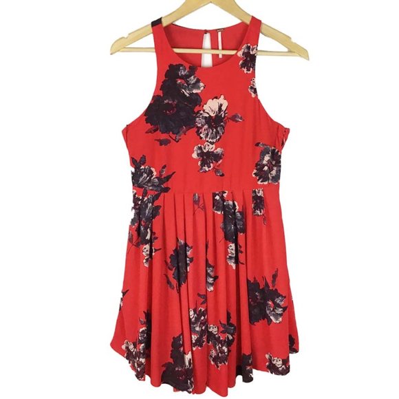 Free People Flutterby Red Floral Dress Sleeveless 4 - Picture 3 of 11